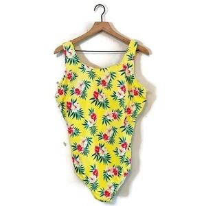 Lands’ End One piece Slimming swimsuit Skort Pineapple Bliss Hibiscus Flora 20W
